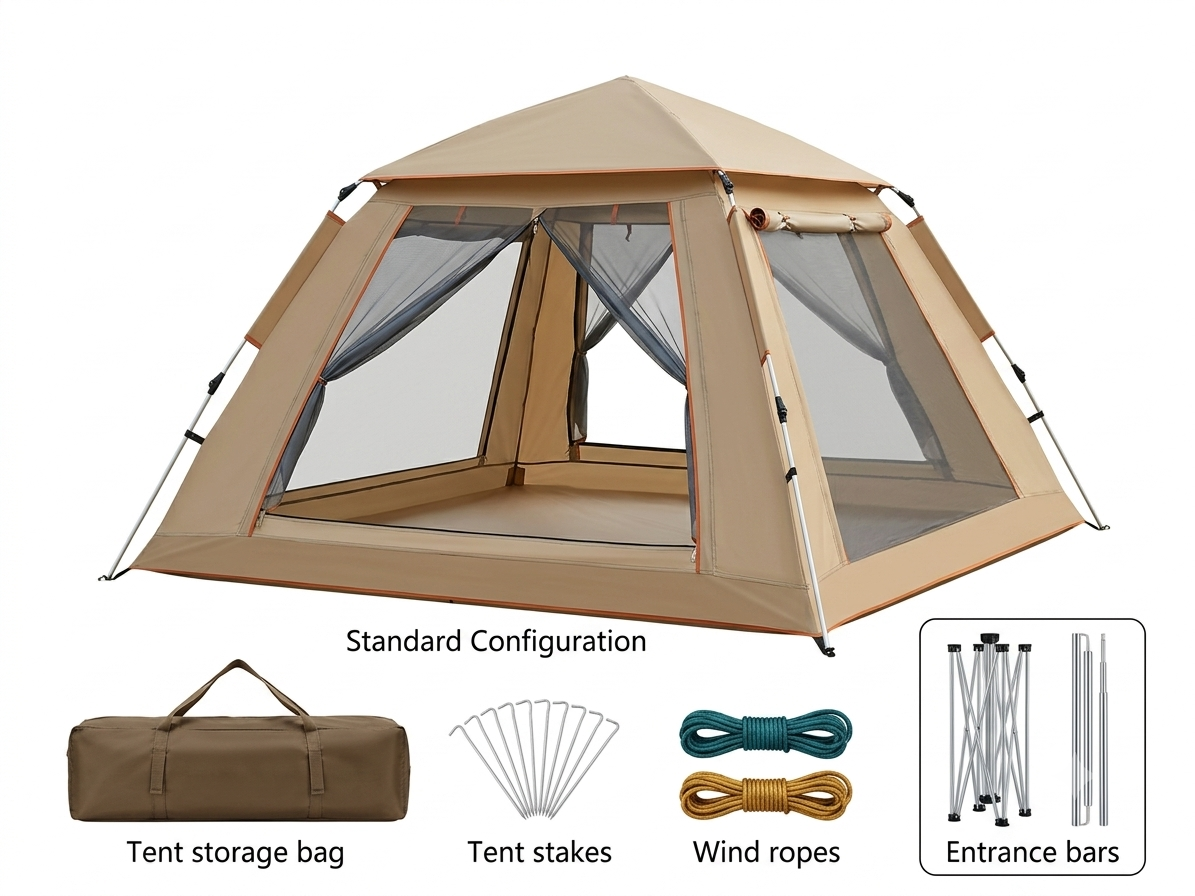 Deluxe Family Outdoor Camping Bundle – Tent, Chairs, Folding Table, Carpet & LED Light